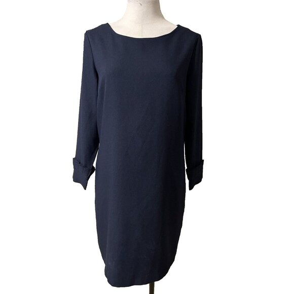 Banana Republic Dress 8 Navy Blue Statement Sleeve Washable Career Church - Picture 1 of 11